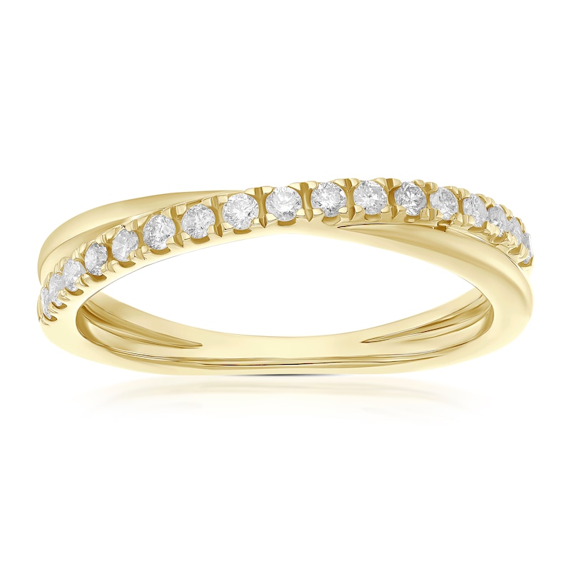 Main Image 1 of 9ct Yellow Gold Crossover Eternity 0.33ct Diamond Ring
