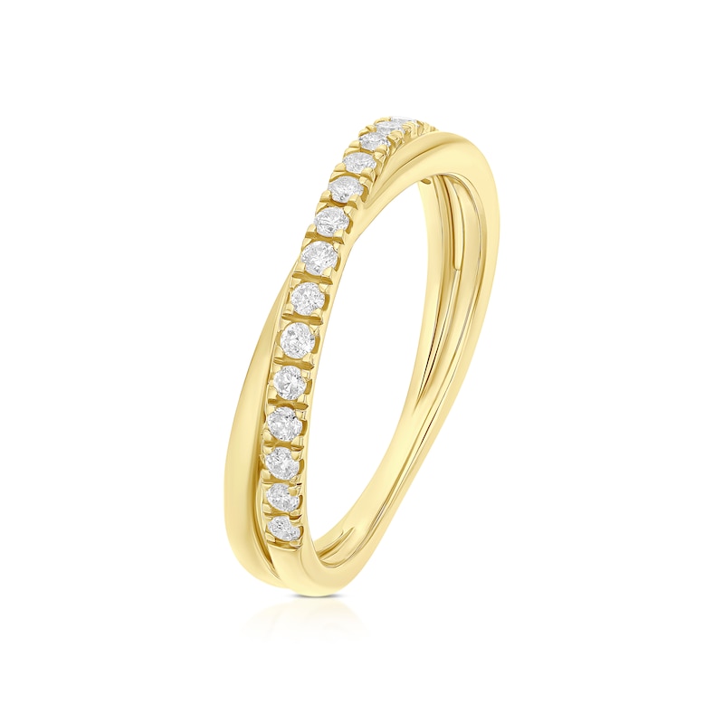 Main Image 2 of 9ct Yellow Gold Crossover Eternity 0.33ct Diamond Ring