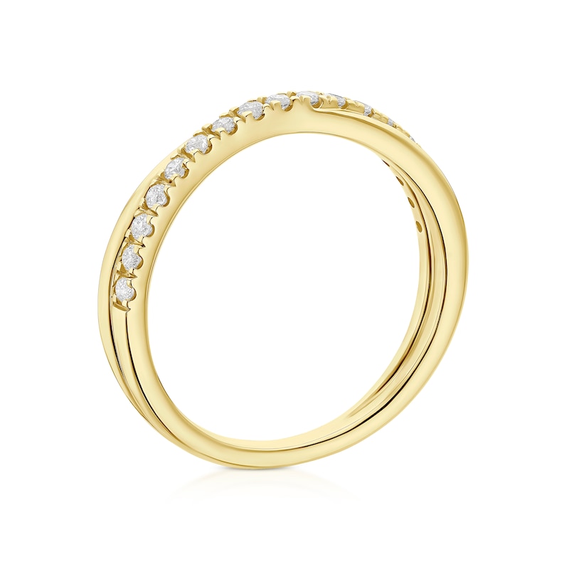 Main Image 3 of 9ct Yellow Gold Crossover Eternity 0.33ct Diamond Ring