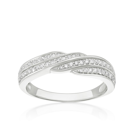 14ct White Gold Eternity Twist 0.25ct Diamond Ring