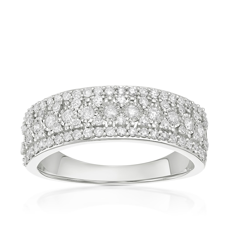 Main Image 1 of 14ct White Gold Multi Row Eternity 0.50ct Diamond Ring