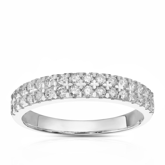 14ct White Gold Double Row Eternity 0.46ct Diamond Ring