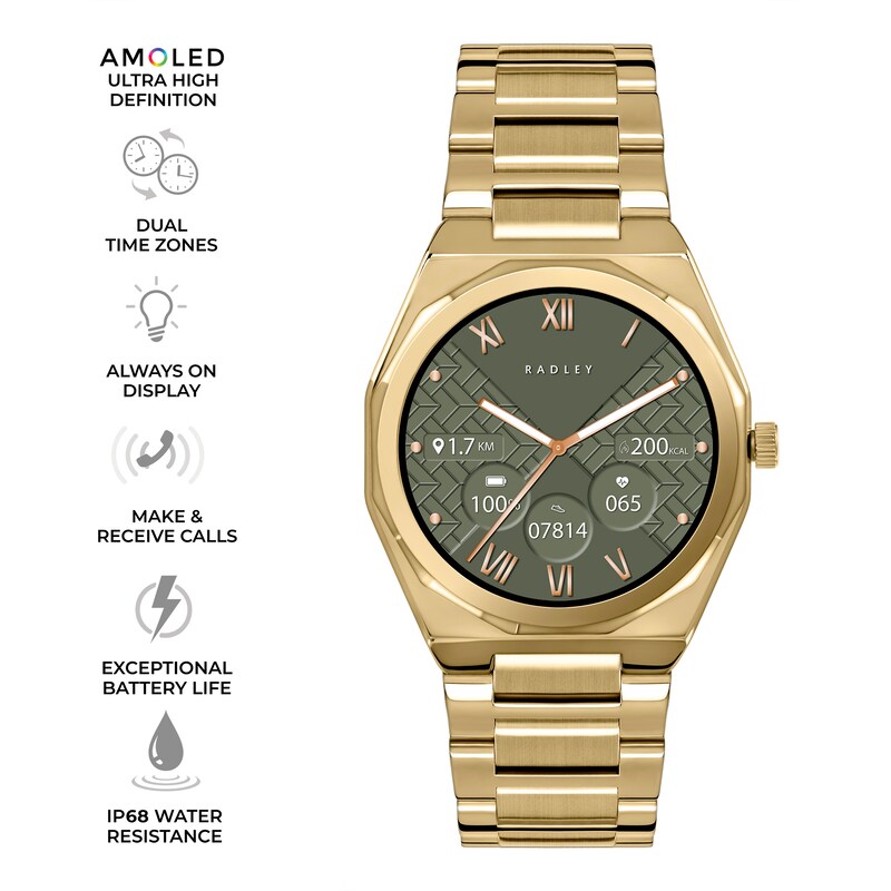 Main Image 2 of Radley Series 47 Amoled Dial Gold Tone Stainless Steel Bracelet Smartwatch