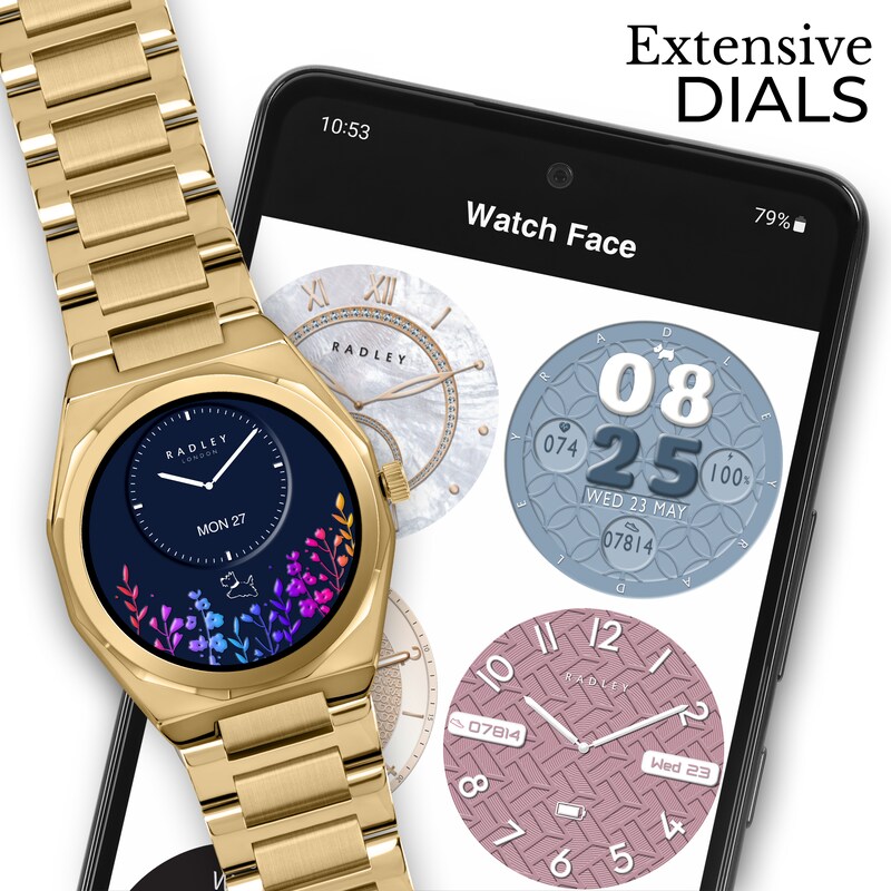 Main Image 4 of Radley Series 47 Amoled Dial Gold Tone Stainless Steel Bracelet Smartwatch