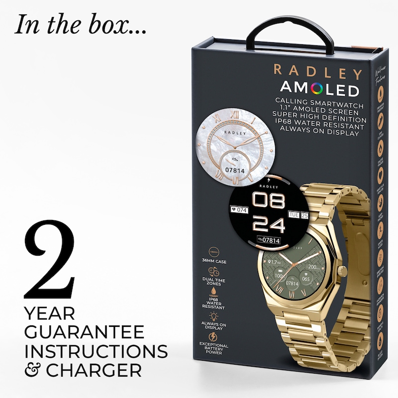 Main Image 6 of Radley Series 47 Amoled Dial Gold Tone Stainless Steel Bracelet Smartwatch