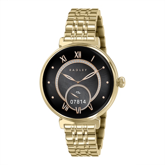 Radley Series 48 Womens Amoled Black Dial Gold Tone Stainles
