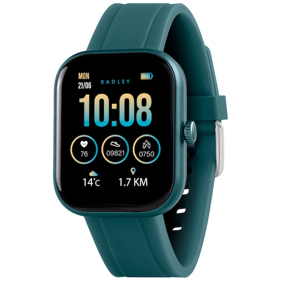 Radley Series 55 Womens Black Dial Teal Silicone Strap Smart