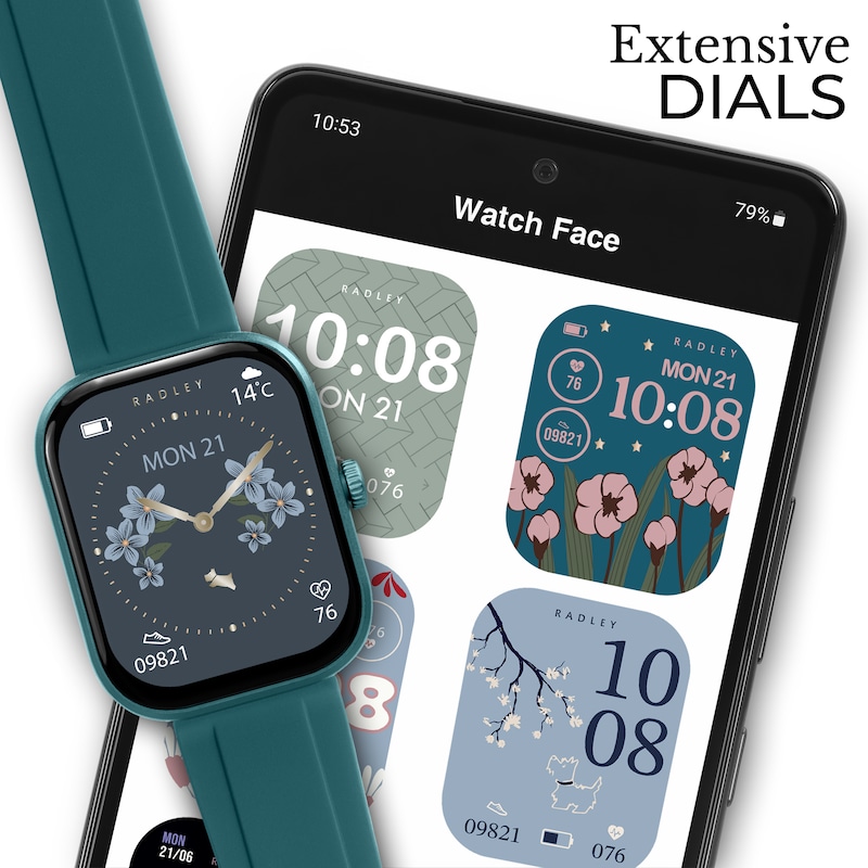 Main Image 3 of Radley Series 55 Women's Black Dial Teal Silicone Strap Smartwatch