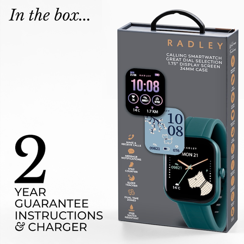 Main Image 5 of Radley Series 55 Women's Black Dial Teal Silicone Strap Smartwatch