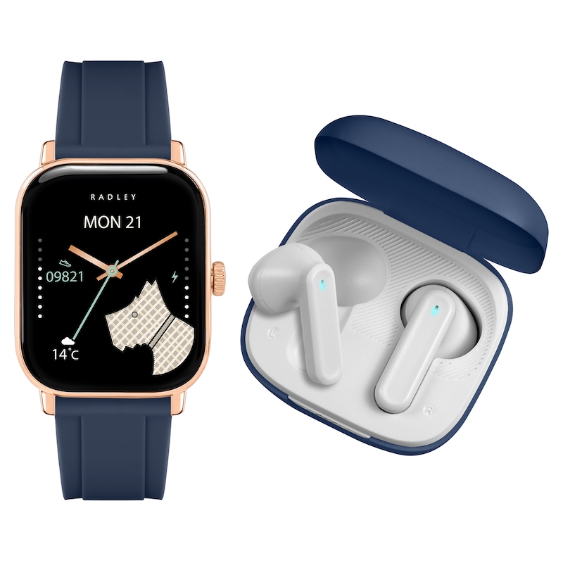 Main Image 1 of Radley Series 56 Women's Black Dial Navy Silicone Strap Smartwatch with True Wireless Earphones