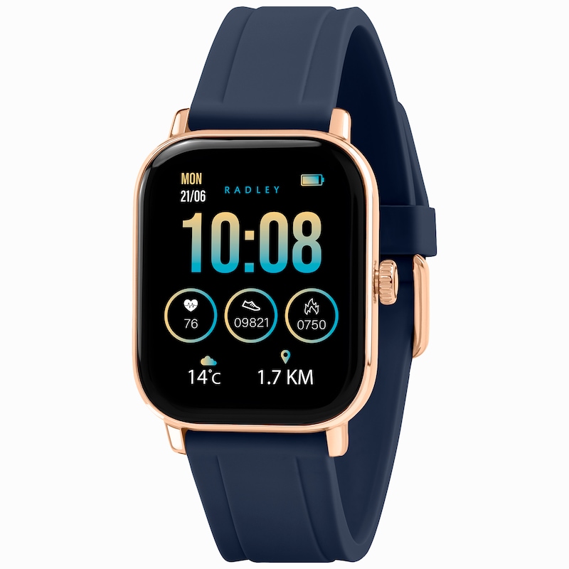 Main Image 2 of Radley Series 56 Women's Black Dial Navy Silicone Strap Smartwatch with True Wireless Earphones