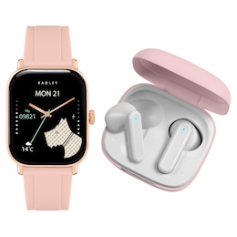 Radley Series 56 Women's Black Dial Pink Silicone Strap Smartwatch with True Wireless Earphones