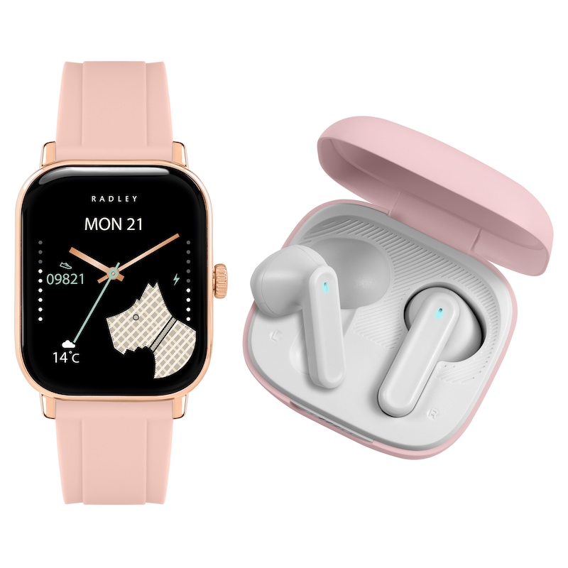 Main Image 1 of Radley Series 56 Women's Black Dial Pink Silicone Strap Smartwatch with True Wireless Earphones