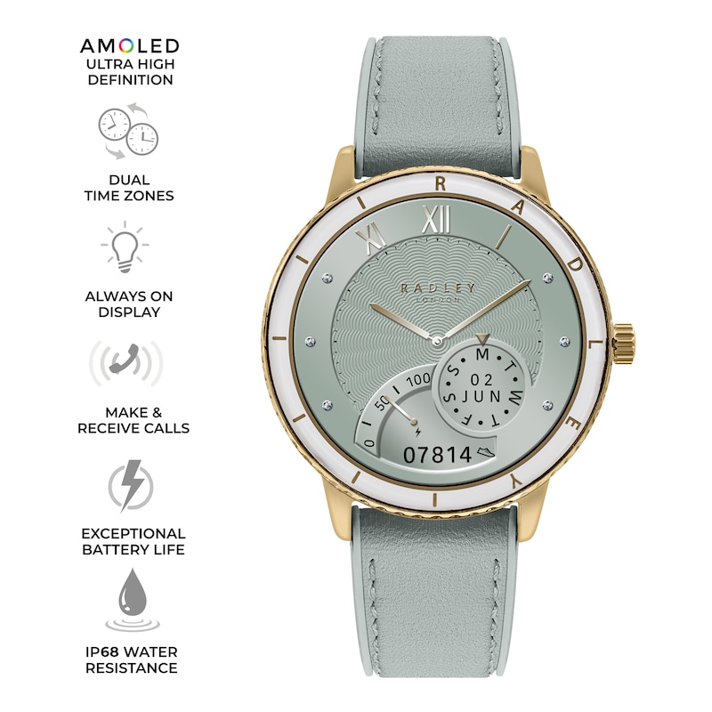 Main Image 2 of Radley Series 57 Women's AMOLED Dial Eucalyptus Leather & Silicone Strap Smartwatch