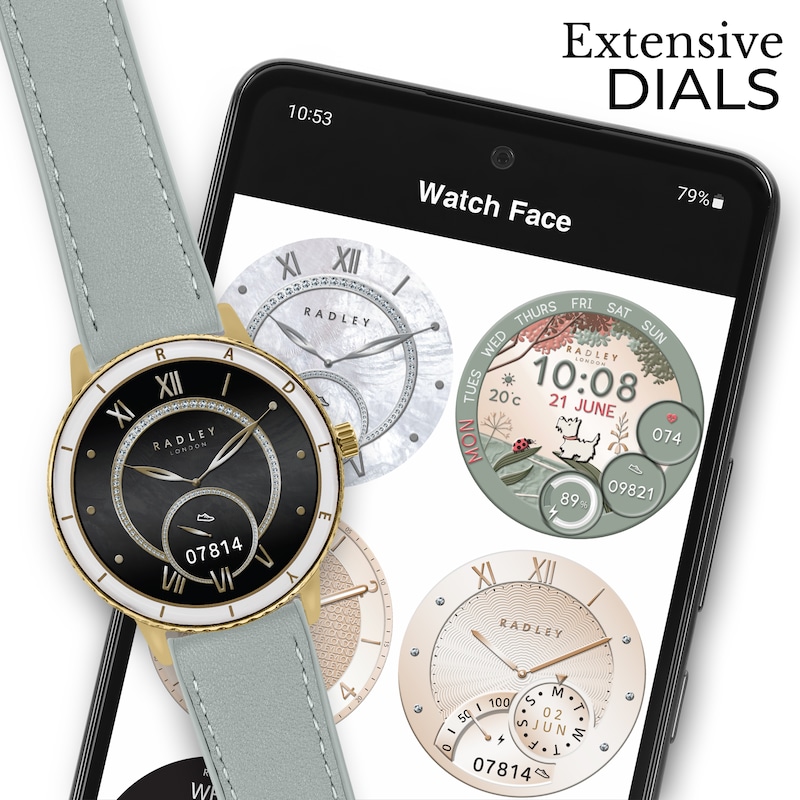 Main Image 4 of Radley Series 57 Women's AMOLED Dial Eucalyptus Leather & Silicone Strap Smartwatch