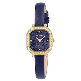 Radley Women's Blue Dial Crystal Accented Ink Navy Leather Strap Watch