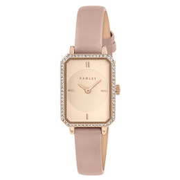 Radley Women's Rose Gold Dial Crystal Set Pink Leather Strap Watch