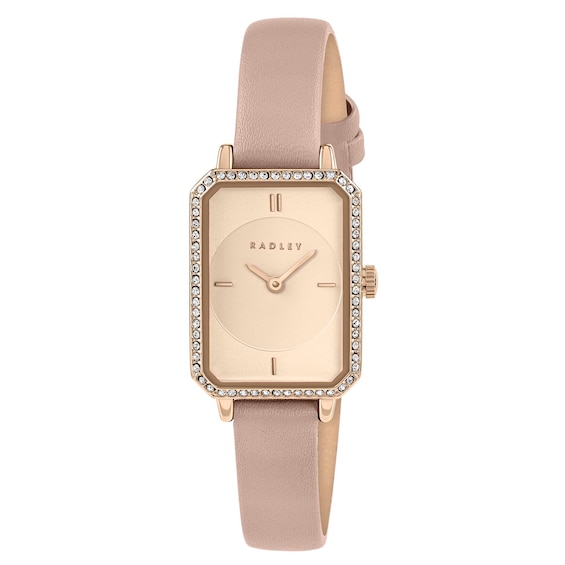 Radley Women's Rose Gold Dial Crystal Set Pink Leather Strap Watch