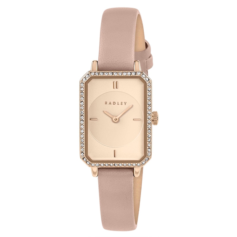 Main Image 1 of Radley Women's Rose Gold Dial Crystal Set Pink Leather Strap Watch
