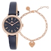 Thumbnail Image 1 of Radley Rose Tone Stone Set Navy Ink Strap Watch & 18ct Rose Gold Plated Heart Charm Bracelet Set