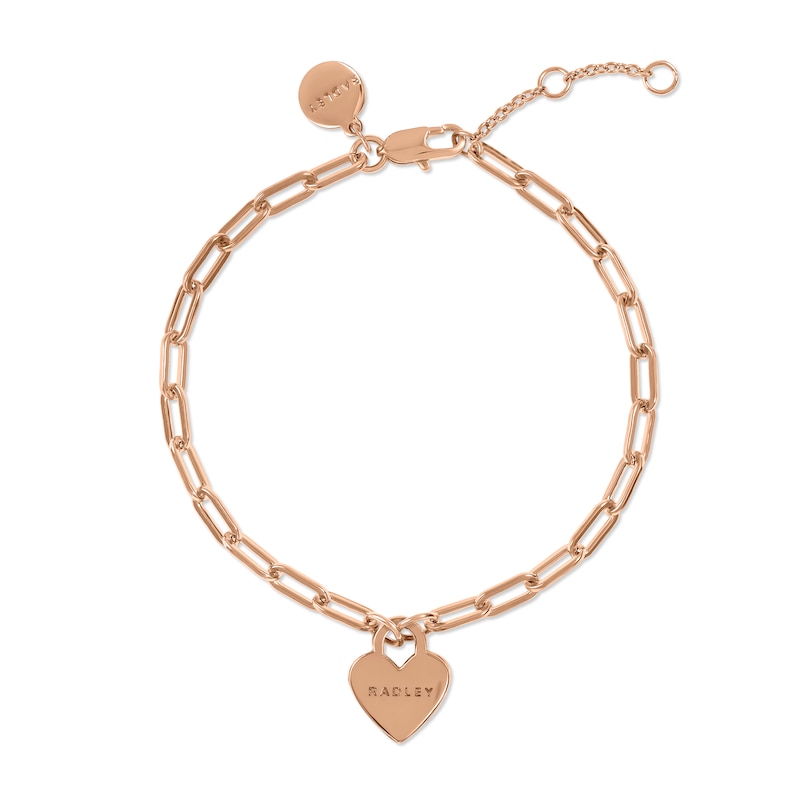 Main Image 2 of Radley Rose Tone Stone Set Navy Ink Strap Watch & 18ct Rose Gold Plated Heart Charm Bracelet Set
