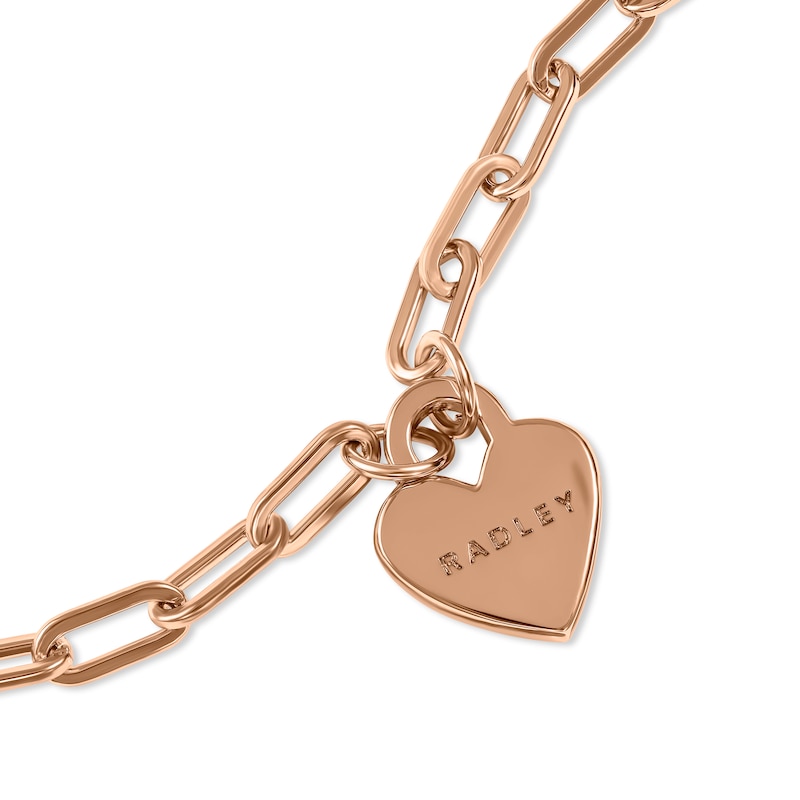 Main Image 3 of Radley Rose Tone Stone Set Navy Ink Strap Watch & 18ct Rose Gold Plated Heart Charm Bracelet Set