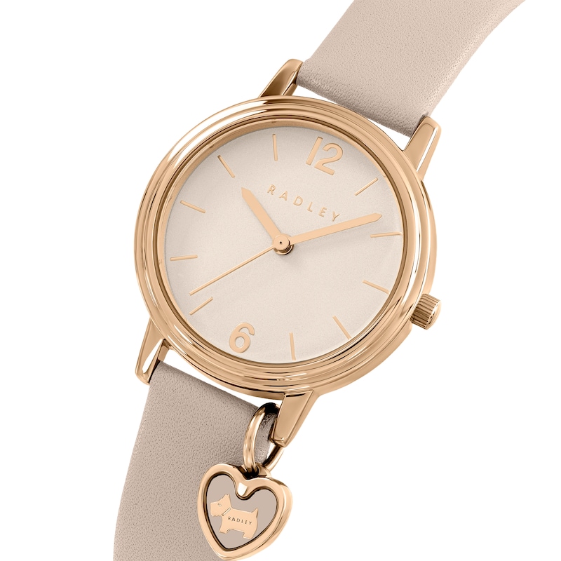 Main Image 2 of Radley Women's Rose Gold Dial Heart Charm Porcini Leather Strap Watch