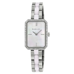 Radley Women's Mother of Pearl Dial Crystal Set Stainless Steel & Ceramic Link Bracelet Watch