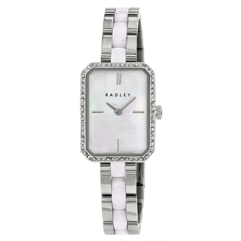 Main Image 5 of Radley Women's Mother of Pearl Dial Crystal Set Stainless Steel & Ceramic Link Bracelet Watch