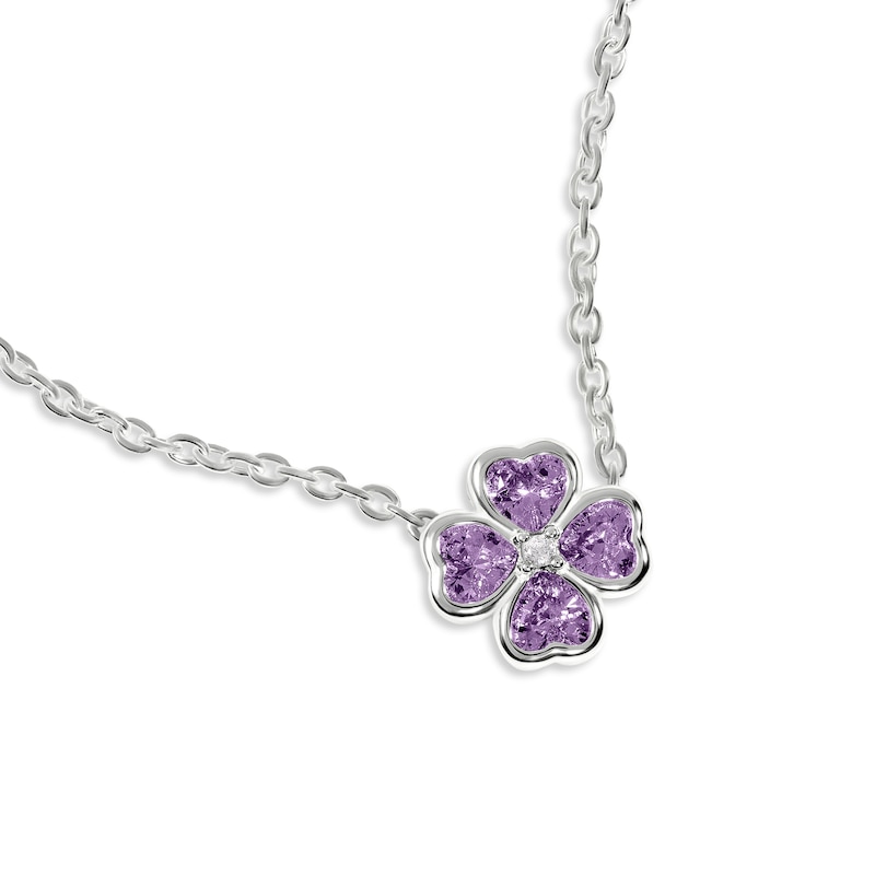 Main Image 2 of Radley Sterling Silver Cubic Zirconia Purple Heart Flower Necklace