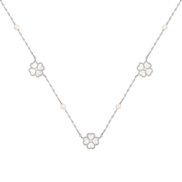 Radley Silver Plated Mother Of Pearl Heart Flower Friendship Necklace