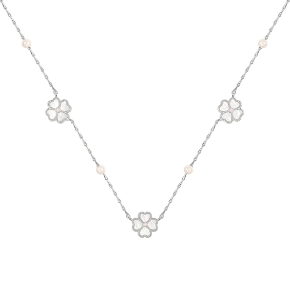 Radley Silver Plated Mother Of Pearl Heart Flower Friendship