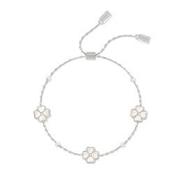Radley Silver Plated Mother Of Pearl Heart Flower Friendship Bracelet
