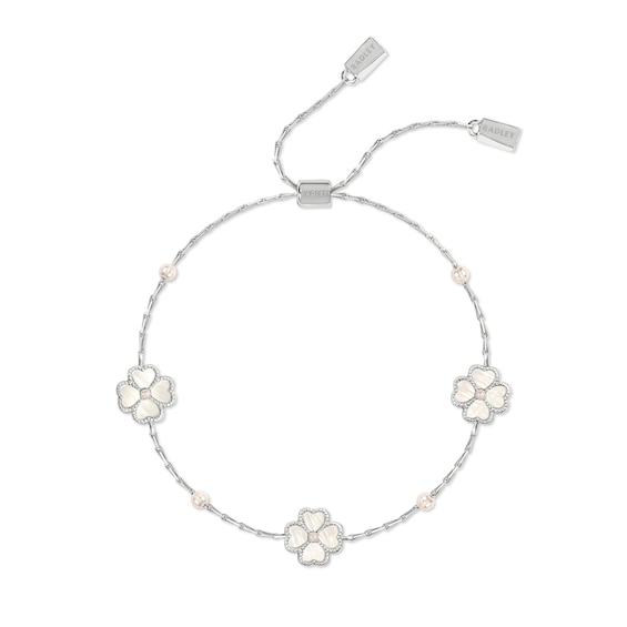 Radley Silver Plated Mother Of Pearl Heart Flower Friendship