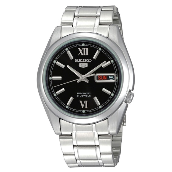 Seiko 5 Sports Men's Black Dial Silver Tone Stainless Steel Bracelet Watch