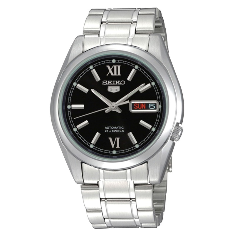 Main Image 1 of Seiko 5 Sports Men's Black Dial Silver Tone Stainless Steel Bracelet Watch