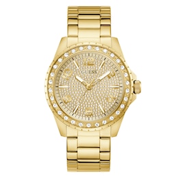 Guess Men's 44mm Gold Tone Glitz Dial & Gold Tone Stainless Steel Bracelet Watch