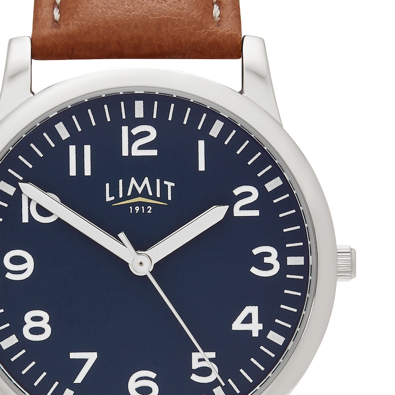 Main Image 2 of Limit Men's Matte Dark Blue Dial Brown PU Strap Watch