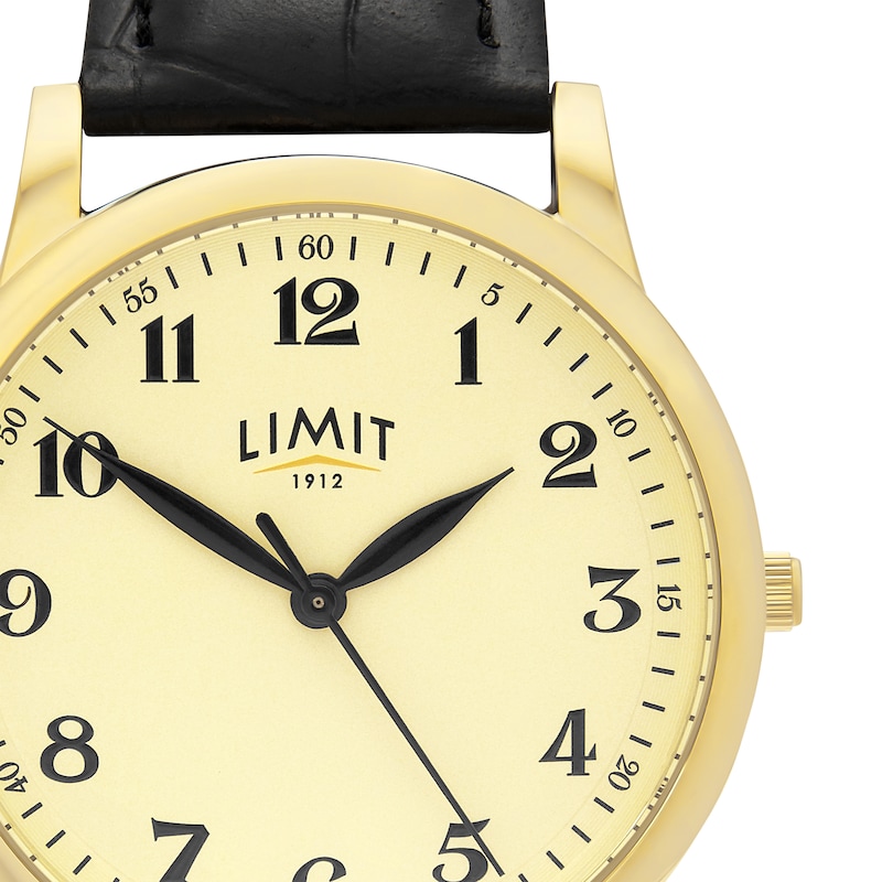 Main Image 2 of Limit Men's Matte Cream Dial Black Croc Grain PU Strap Watch