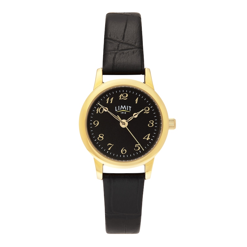 Main Image 1 of Limit Women's Black Dial & Black Croc Grain PU Strap Watch