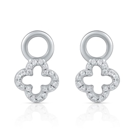 HS Edit LOVE & LOCKS Sterling Silver & Cubic Zirconia Clover Earring Charms