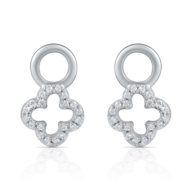 Main Image 1 of HS Edit LOVE & LOCKS Sterling Silver & Cubic Zirconia Clover Earring Charms