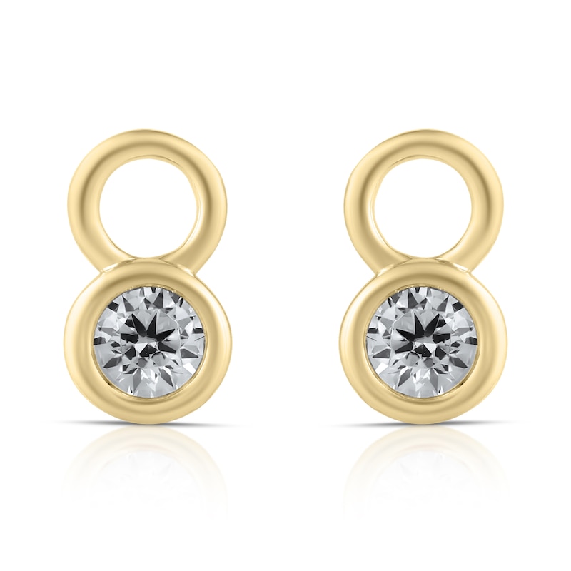Main Image 1 of HS Edit LOVE & LOCKS Sterling Silver Gold Plated & CZ Bezel Set Earring Charms