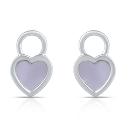 HS Edit LOVE & LOCKS Sterling Silver & Mother Of Pearl Heart Hoop Earring Charms
