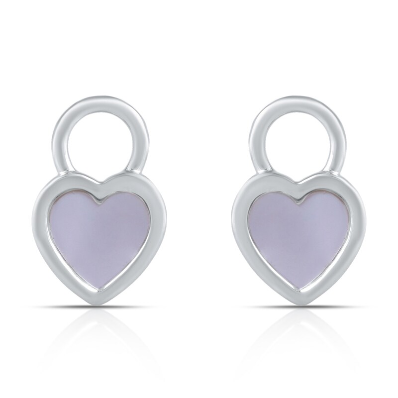 Main Image 1 of HS Edit LOVE & LOCKS Sterling Silver & Mother Of Pearl Heart Hoop Earring Charms