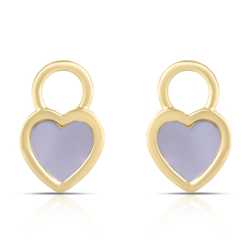Main Image 1 of HS Edit LOVE & LOCKS Sterling Silver Gold Plated & MOP Heart Earring Charms