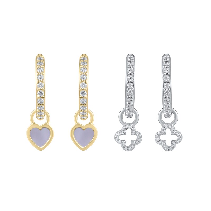 Main Image 3 of HS Edit LOVE & LOCKS Sterling Silver Gold Plated & MOP Heart Earring Charms