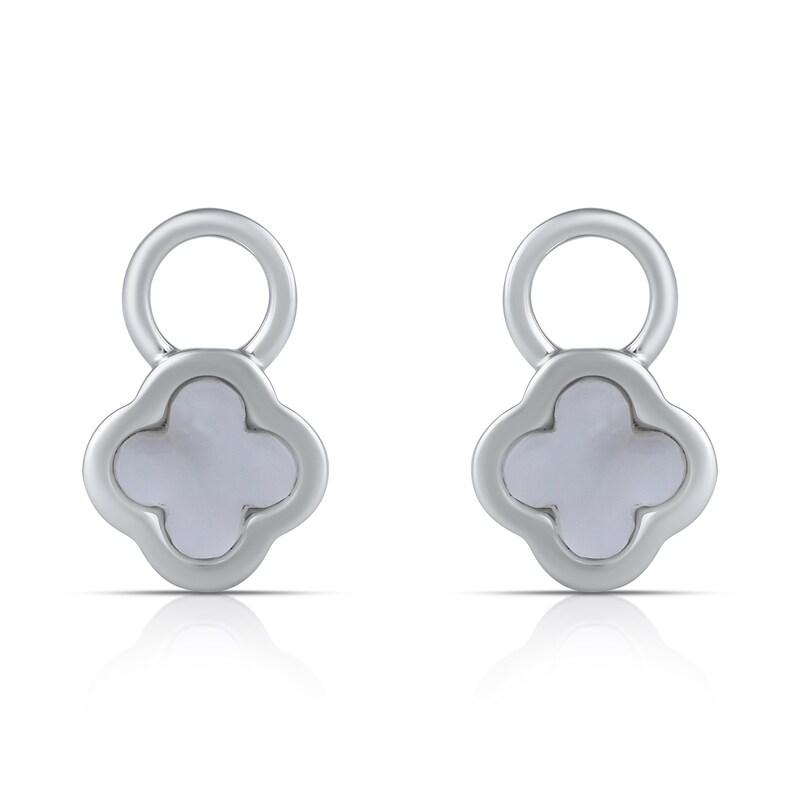 Main Image 1 of HS Edit LOVE & LOCKS Sterling Silver & Mother Of Pearl Clover Earring Charms
