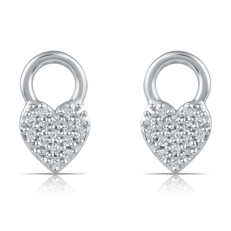 Main Image 1 of HS Edit LOVE & LOCKS Sterling Silver & CZ Pavé Heart Earring Charms