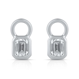 HS Edit LOVE & LOCKS Sterling Silver & Cubic Zirconia Emerald Shape Earring Charms